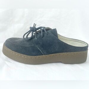 L.L. Bean Blue Suede Clog Mules 8.5 Gum Sole Slip On